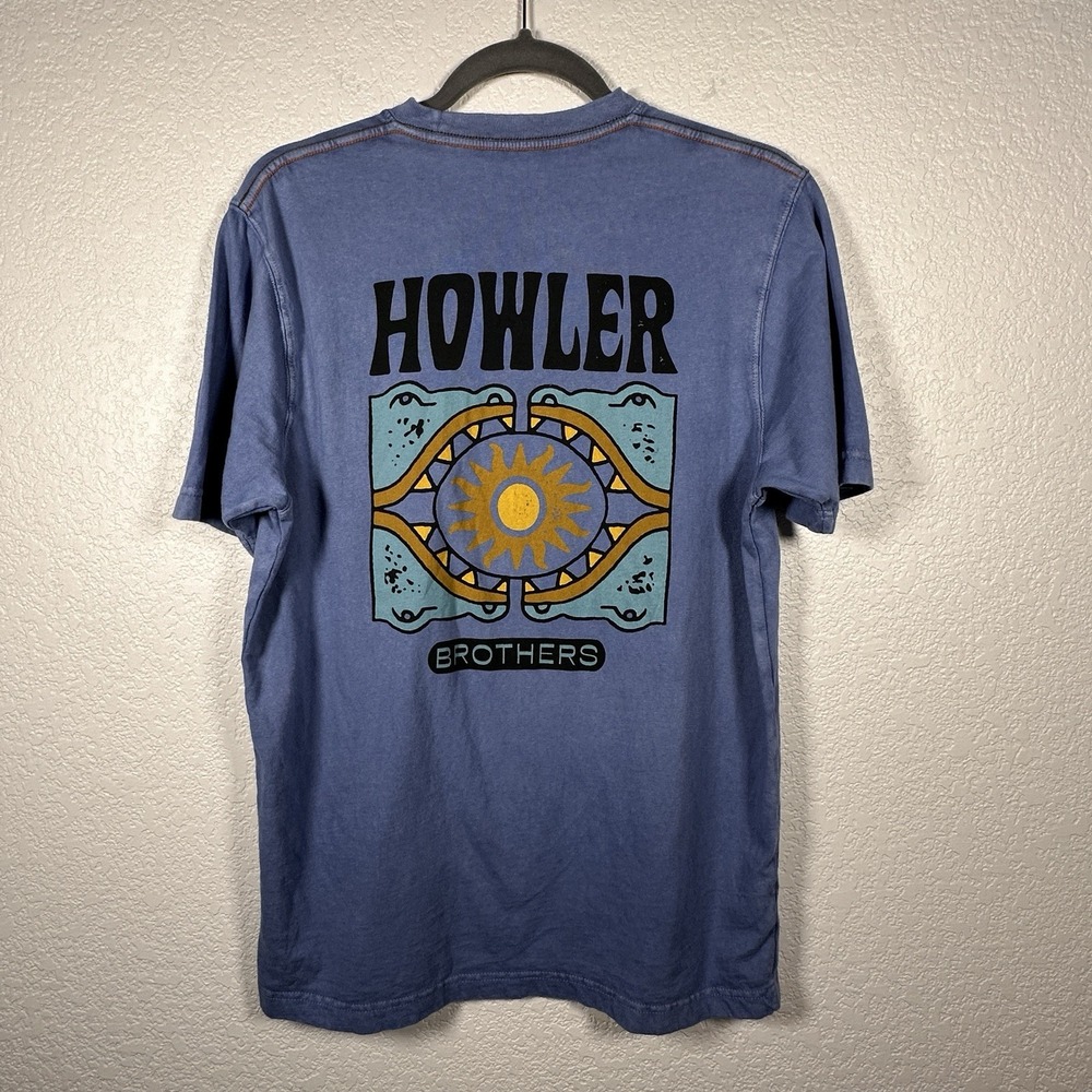 Howler Bros Brother Sun Drinker Cotton T-Shirt Blue Resin Garment Wash Small - Picture 3 of 6